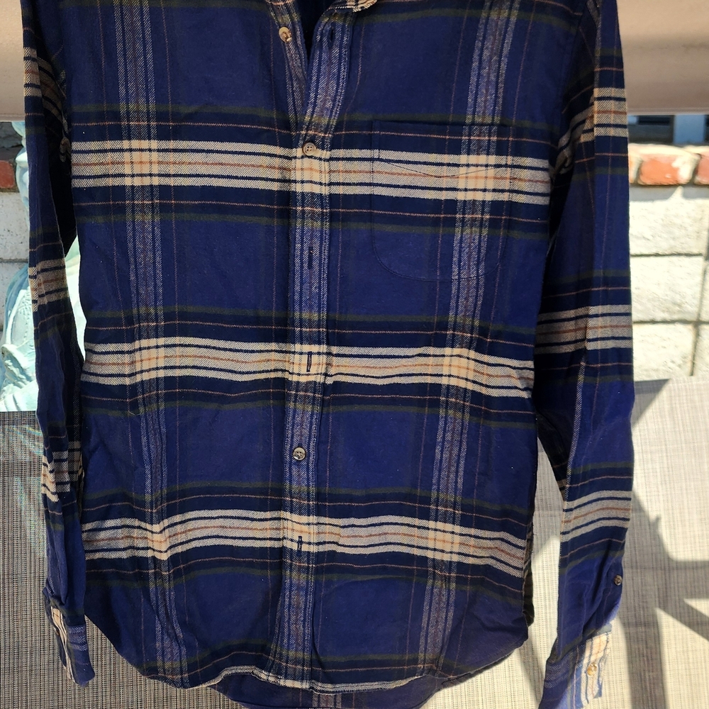J. Crew Navy and Cream Plaid Men's Shirt